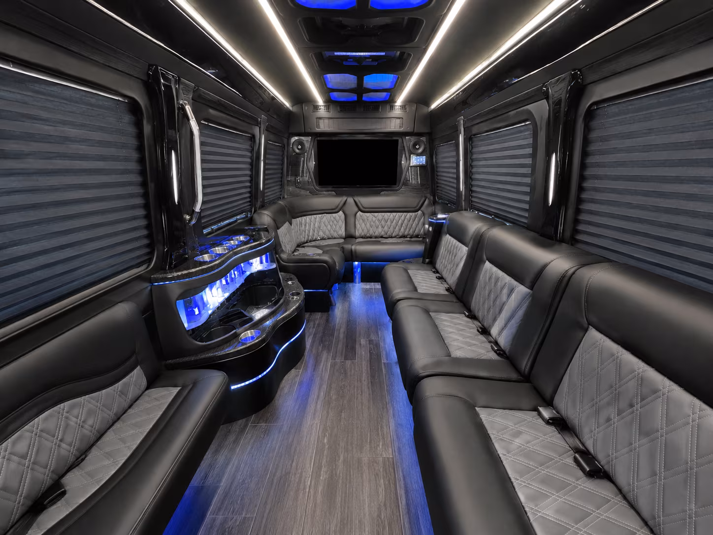 burbank 15 passenger party bus interior