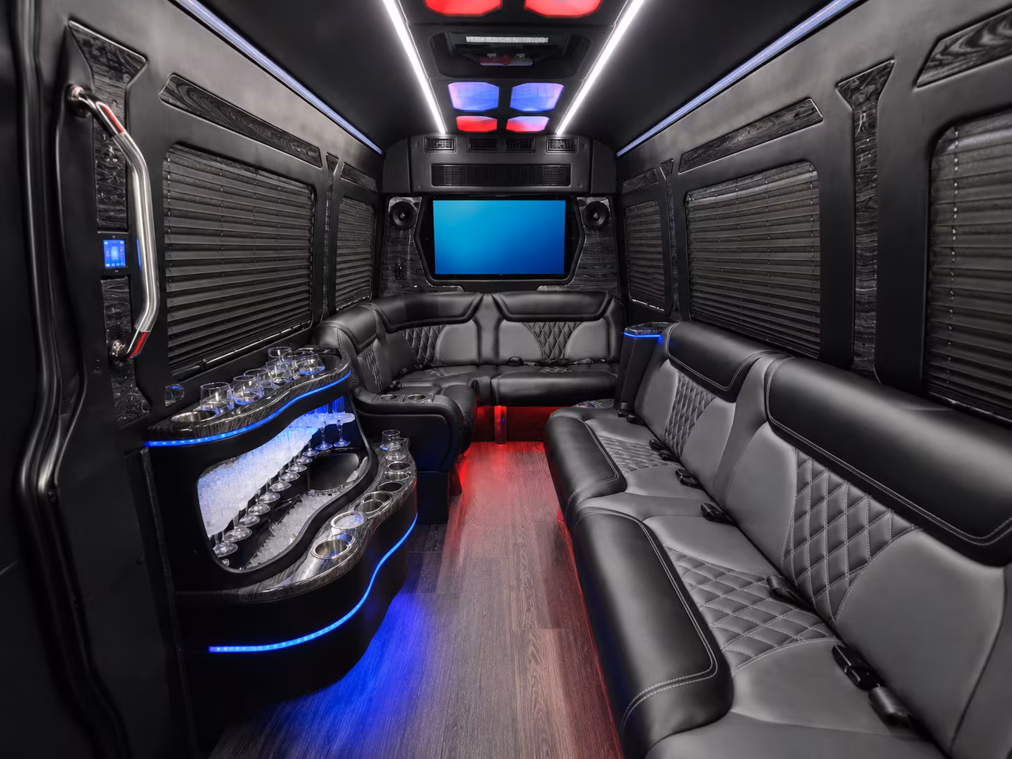 burbank 25 passenger party bus interior