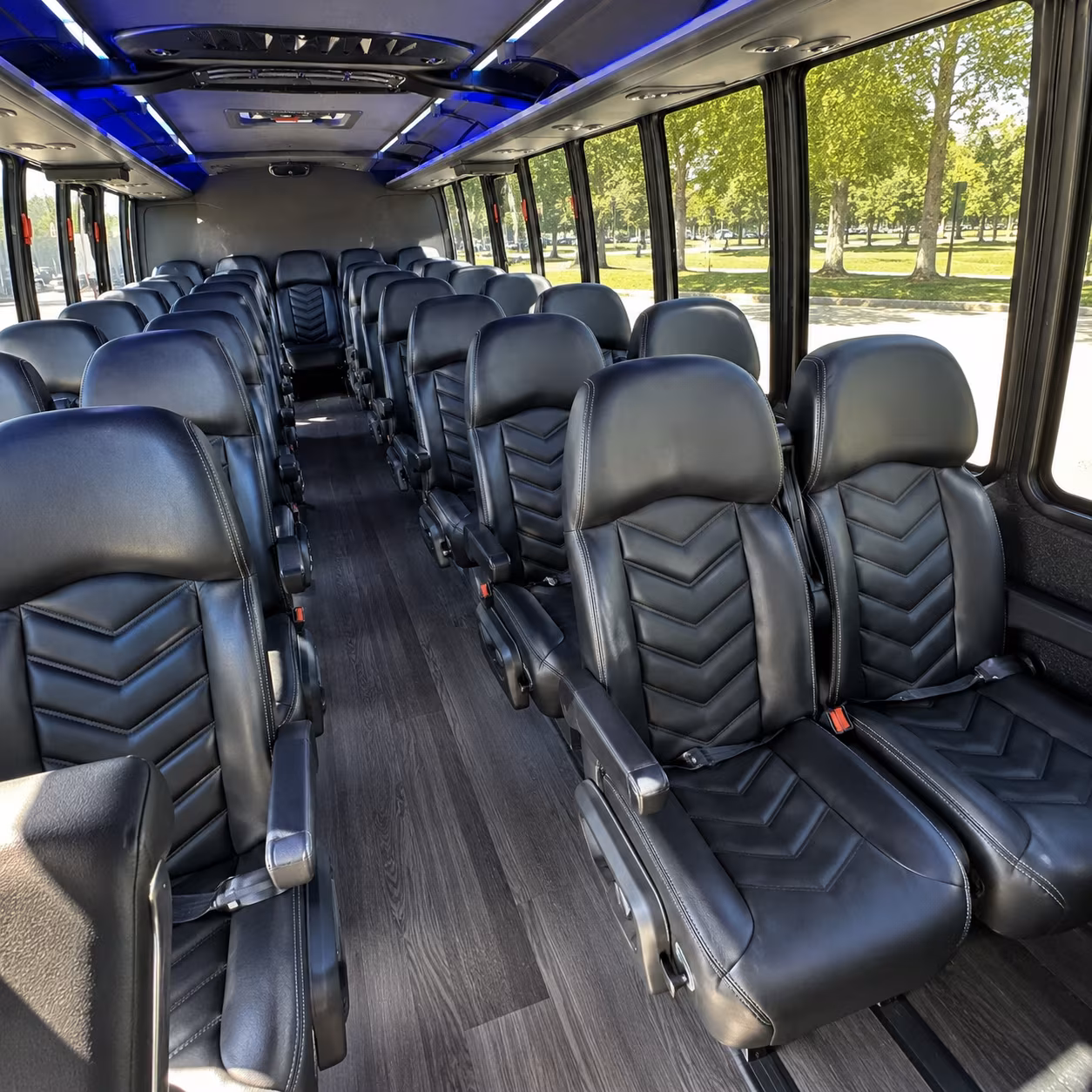 burbank 28 passenger minibus inside