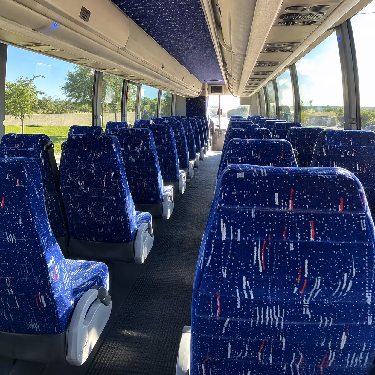 burbank 56 passenger charter bus inside